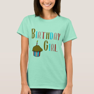T-shirts Produtos multicoloridos da garota de aniversário