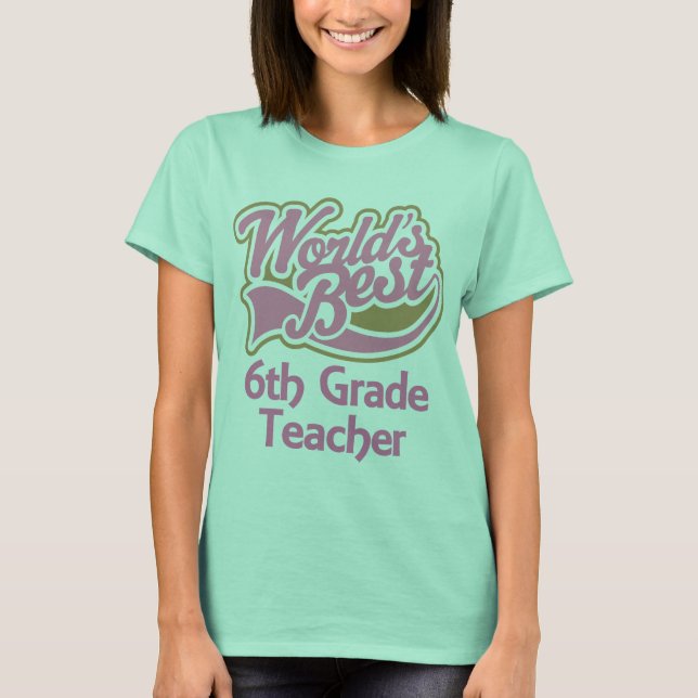 T-shirts Professor de melhor 6 do mundo rosa (Frente)