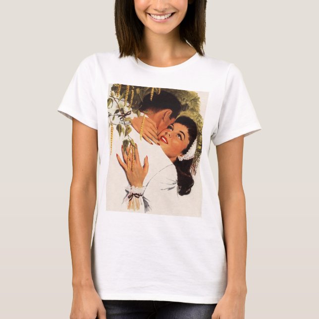 T-shirts Proposta de casamento retrô, amor e romance (Frente)