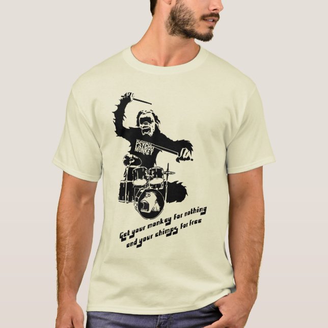T-shirts psychomonkey do macaco do cilindro (Frente)
