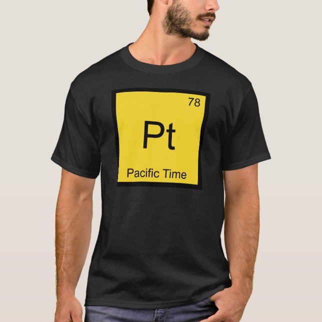 T-shirts Pt - Hora do Pacífico Símbolo de Elemento Químico  (Frente)
