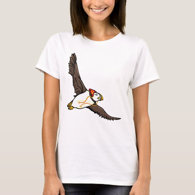 T-shirts Puffin Vestindo Um Chapéu Conhecido (Frente)