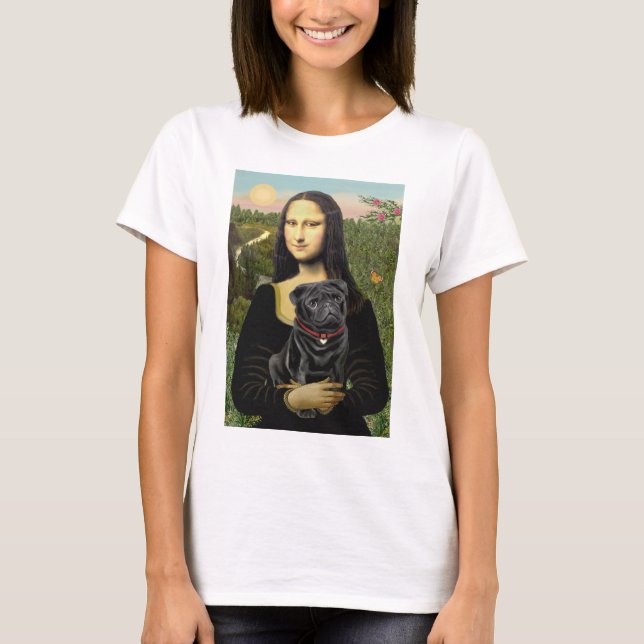 T-shirts Pug 16 (preto) - Mona Lisa (Frente)
