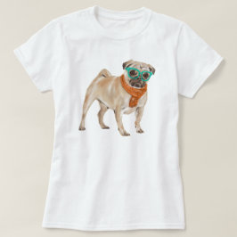 T-shirts Pug Bulldog pintado à mão