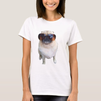 T-shirts Pug com óculos de sol