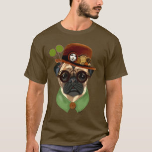 T-shirts Pug com Steampunk Bowler Hat