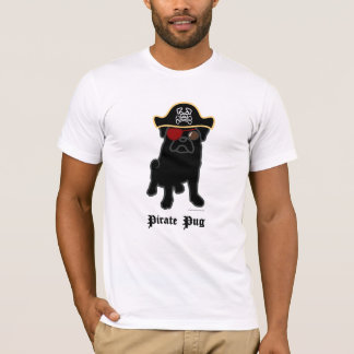 T-shirts Pug do pirata - preto