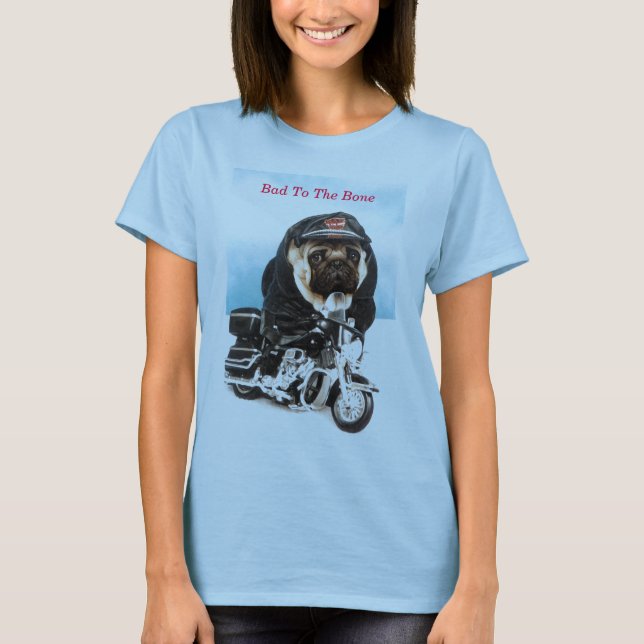 T-shirts Pug Dog Biker T Shirt (Frente)