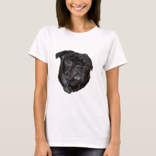 T-shirts Pug engraçado preto