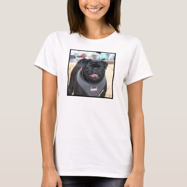 T-shirts Pug preto (Frente)