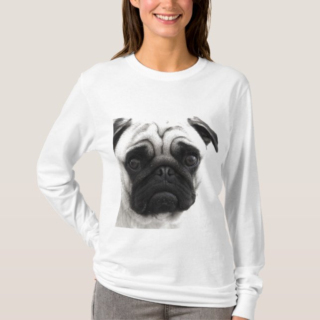 T-shirts Pug preto e branco (Frente)