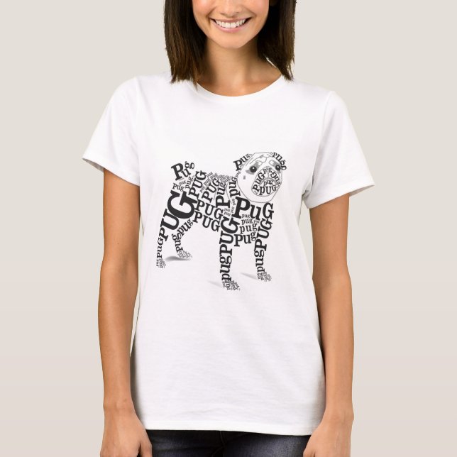 T-shirts Pug tipográfico (Frente)