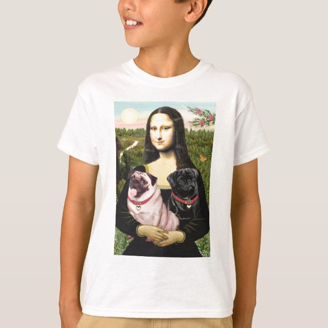 T-shirts Pugs (Castanho + Preto) - Mona Lisa (Frente)