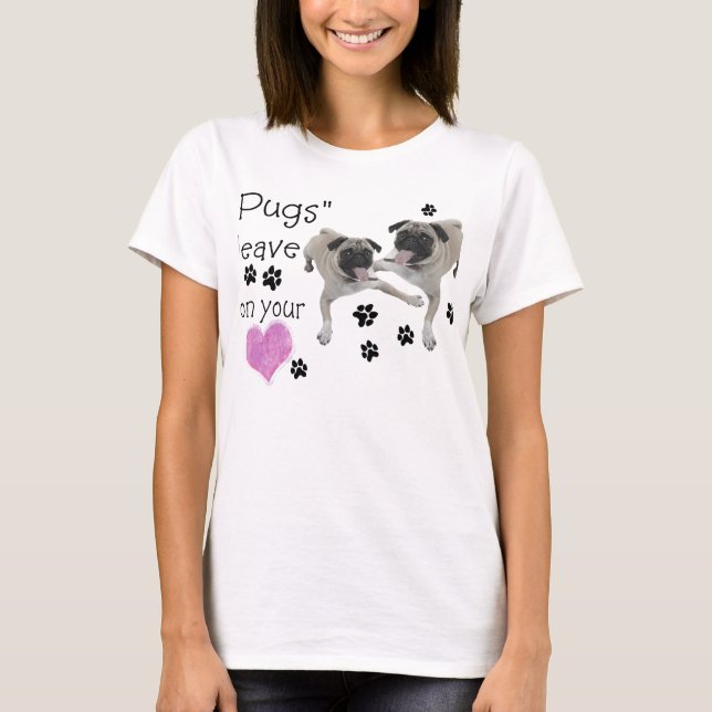T-shirts "Pugs" deixa pegadas no seu coração (Frente)