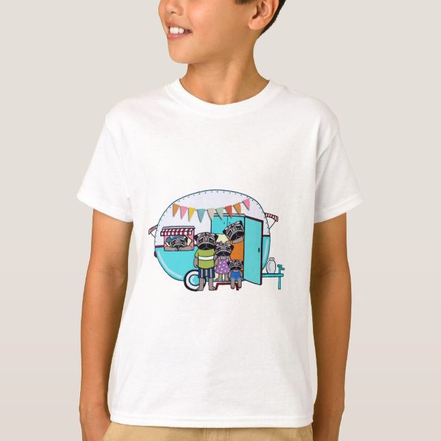 T-shirts Pugs do reboque do vintage (Frente)