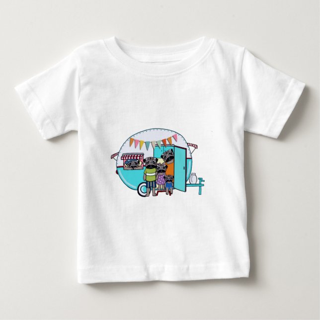 T-shirts Pugs do reboque do vintage (Frente)