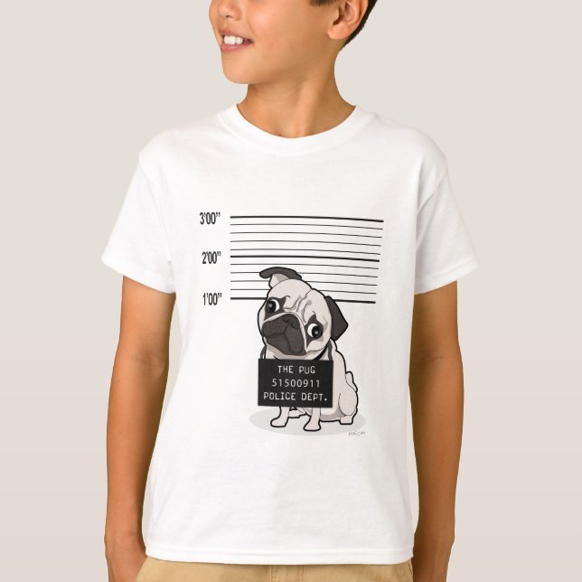 T-shirts Pugshot: Pug Mugshot (Frente)