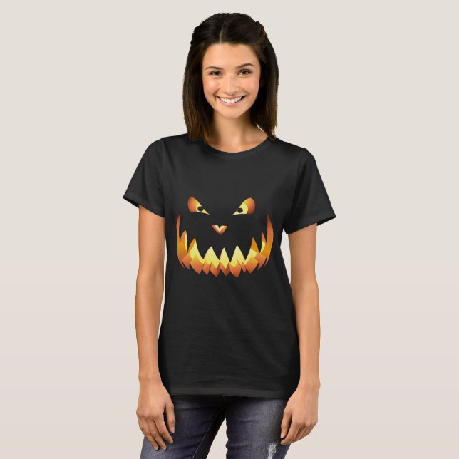 T-shirts Pumpkin Face 4 para o Dia das Bruxas (Frente Completa)