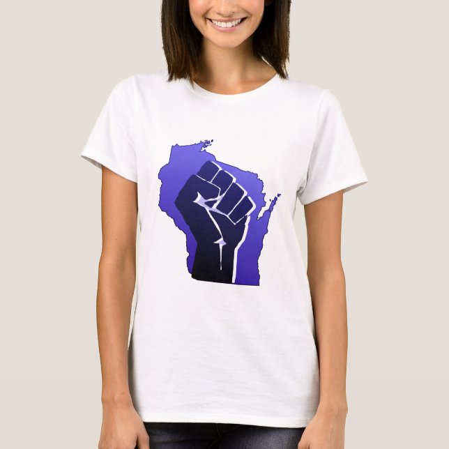 T-shirts Punho da solidariedade de Wisconsin (Frente)