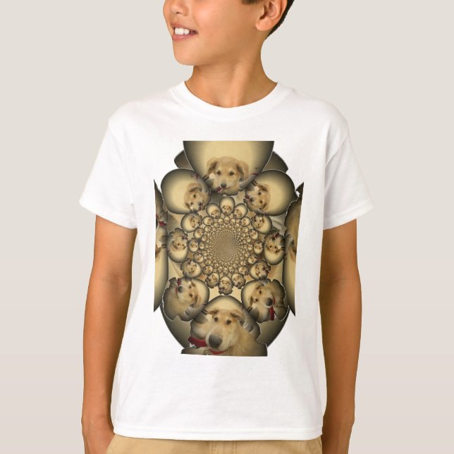 T-shirts Puppy Kaleidoscope Art Impressão (Frente)