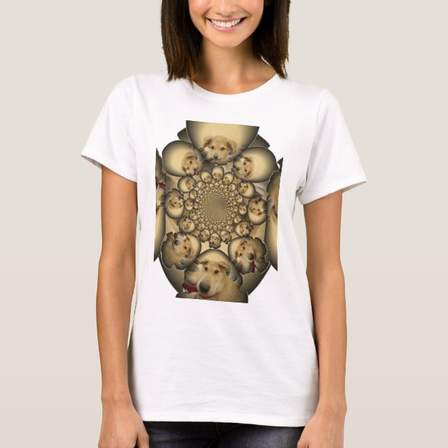 T-shirts Puppy Kaleidoscope Art Impressão (Frente)