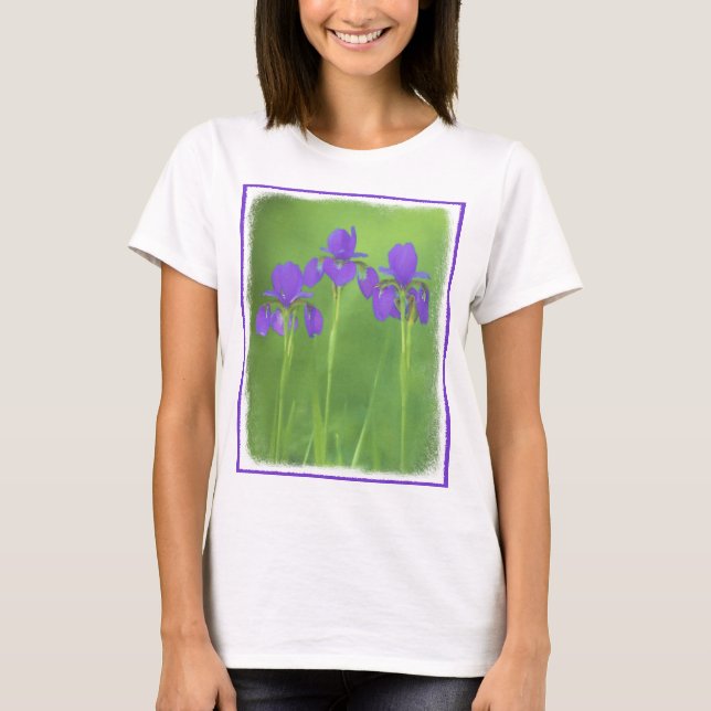 T-shirts Púrpura Iris - Arte Flor Original (Frente)