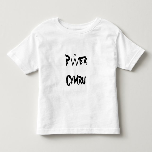 T-shirts Pŵer Cymru, poder de Galês em Galês (Frente)