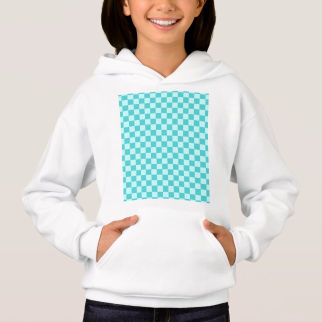 T-shirts Quadro de Verificação Clássico de Combinação Azul  (Frente)