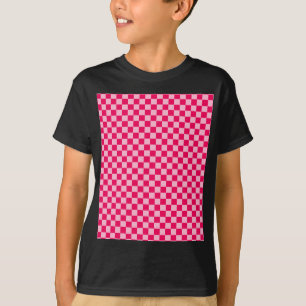 T-shirts Quadro de Verificação Clássico de Combinação Rosa