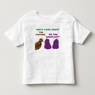 T-shirts qual veio primeiro? o frango ou a beringela? Tee