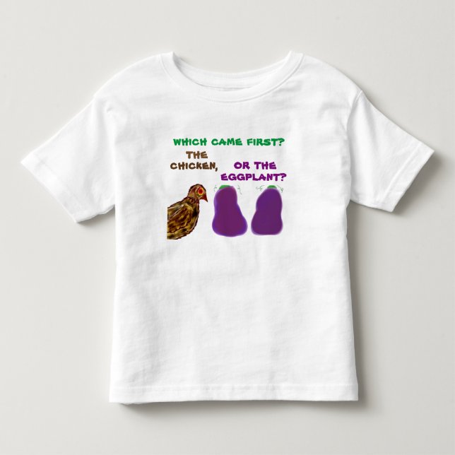 T-shirts qual veio primeiro? o frango ou a beringela? Tee (Frente)