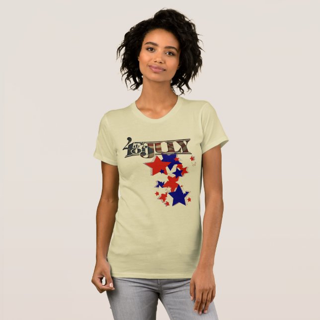 T-shirts Quarto de julho com estrelas (Frente Completa)
