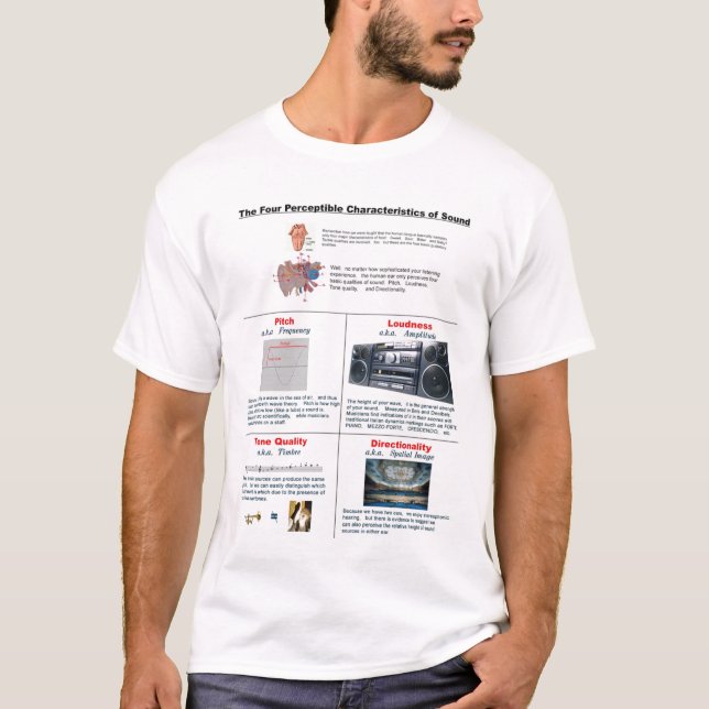 T-shirts Quatro características do som (Frente)