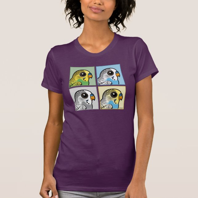 T-shirts Quatro cor Budgies (Frente)