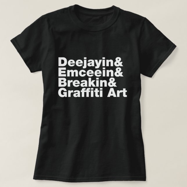 T-shirts Quatro Elementos de Hip Hop (Frente do Design)