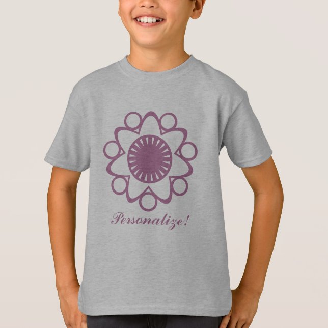 T-shirts Queimando com o Tee da Garota Flor, Lavanda (Frente)