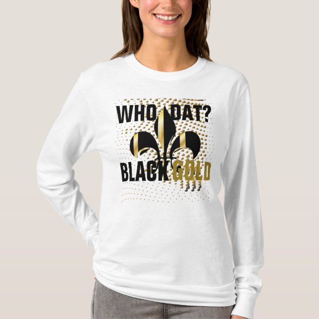 T-shirts Quem? Corações de ouro preto/Fleur de Lis (Frente)