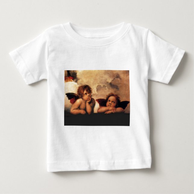 T-shirts Querubins Sistine Madonna de Raphael 2 anjos (Frente)