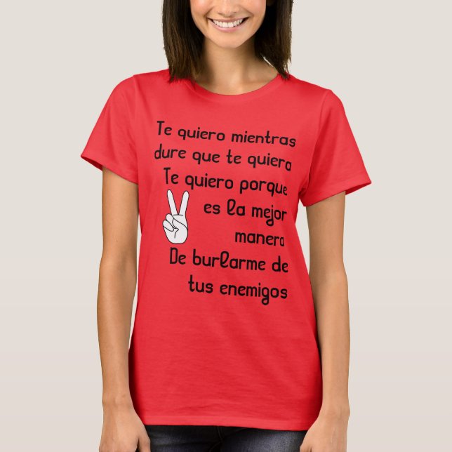 T-shirts Quiero espanhol de Te dos poemas líricos da canção (Frente)