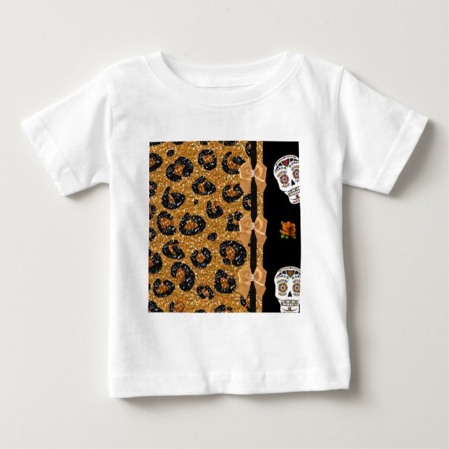 T-shirts RAB Peles de Açúcar Impresso do Leopardo Dourado R (Frente)