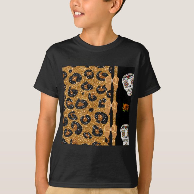 T-shirts RAB Peles de Açúcar Impresso do Leopardo Dourado R (Frente)