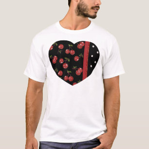 T-shirts RAB Rockabilly Cerejas Muito Vermelhas Pretas