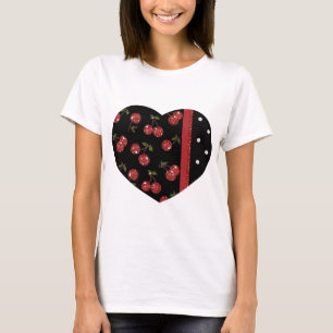 T-shirts RAB Rockabilly Cerejas Muito Vermelhas Pretas