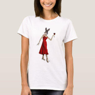 T-shirts Rabbit em vestido vermelho