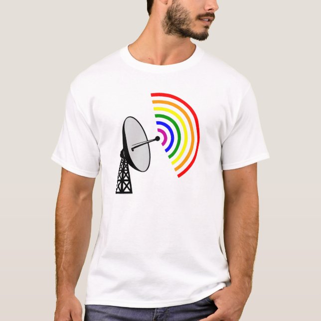 T-shirts Radar alegre do arco-íris LGBT de Gaydar (Frente)