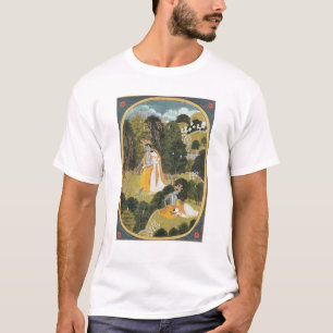 T-shirts Radha e Krishna que andam em um bosque