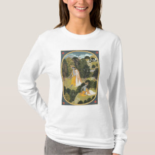 T-shirts Radha e Krishna que andam em um bosque