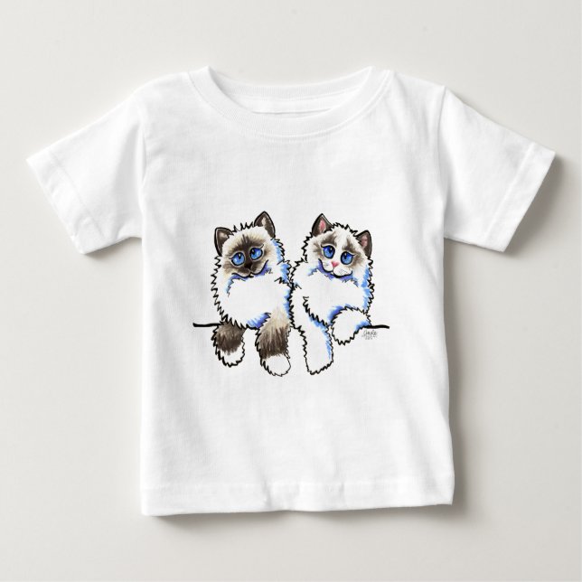 T-shirts Ragdoll Gata Par de Dolls Off-Leash Art™ (Frente)