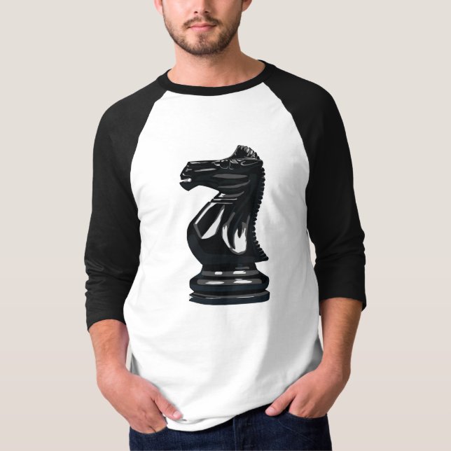 T-shirts Raglan do cavaleiro preto (Frente)