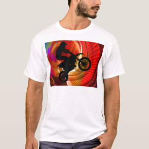 T-shirts Raias claras do motocross em um Windtunnel
